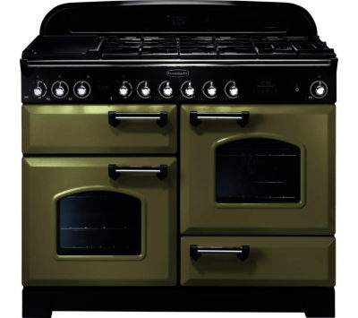 RANGEMASTER  Classic Deluxe 110 Dual Fuel Range Cooker - Olive Green & Chrome